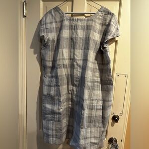 NWT plaid Eileen Fisher Bateau dress with pockets